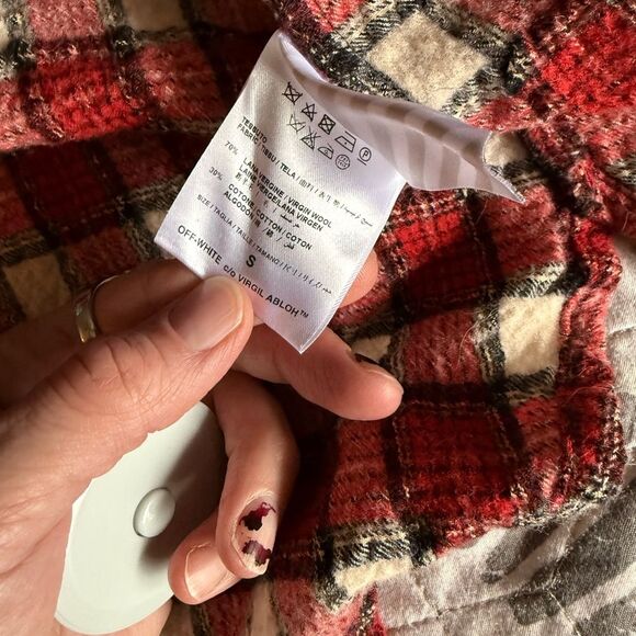 Off-White Wool Red and Black Button Up - Picture 4 of 4